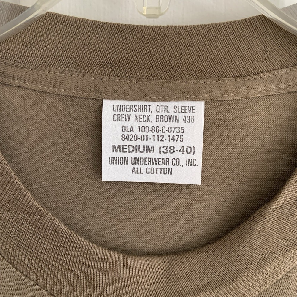 VTG 80s US Army Brown 436 Military Undershirt T Shirt Union Underwear Inc SZ M